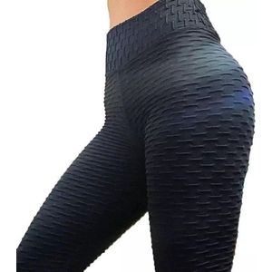 Sportlegging-Yoga -Scrunch Butt-High Waist- Absorberend- Anti Cellulite Legging-Gym Sports -Legging Fitness Wear-Zwart- maat S