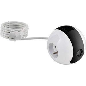 Bal Stopcontact - Wit-Zwart - Design Stekkerdoos - Ronde Stroomverdeler