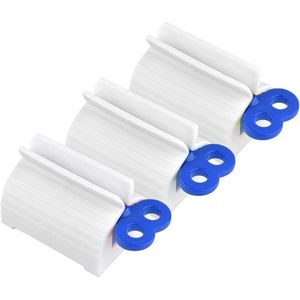 Tandpastaknijper, 3 rollen, tube, tandpastaknijper, roterende tandpastadispenser, plastic tubeknijper voor gebruik in de badkamer met tandpasta en handcrème, blauw