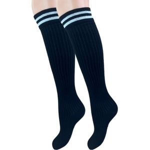 Kniekous - Rib - Stripe - Zwart/Wit - Maat 23-26