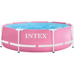 Intex - Metal Frame Zwembad - 244x76cm - Rond - Met Filterpomp - Kleur: Roze