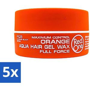 5 x Red One Aqua Hair Gel Wax Full Force Orange 150 ml - Haarwax Aqua Orange - Styling Wax - Haarwax - Haarwax Voor Stijl - Haarwax Voor Hold