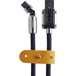 G.O.A.T. Electronics - PowerLeash - USB-A naar USB-C Kabel - Zwarte Siliconen - 120 Watt Aanpasbaar Verlicht