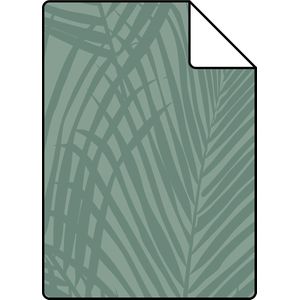 Proefstaal ESTAhome behang palmbladeren vergrijsd zeegroen - 26,5 x 21 cm - 139302-S