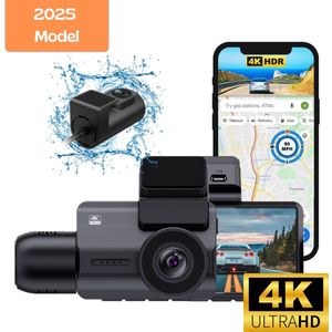 Camigoo® M800 Pro - Triple Dashcam - Dashcam Voor Auto - Ultra 4K, 2K & Full HD - Voor, Achter & Binnen Camera - WiFi & GPS - Sony Sensor - 64GB SD Kaart - Loop Opname - G Sensor - Parkeermonitor - Time Lapse - IR Nachtzicht - NL Handleiding+Systeem