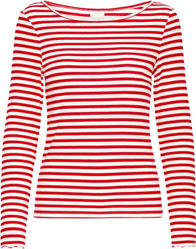 ICHI - IHCELLA - Shirt - Rood / Offwhite - Lange Mouw