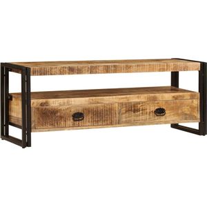 The Living Store Mangohouten TV-meubel - Vintage stijl - 120 x 35 x 45 cm - Met 2 lades