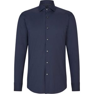 BOSS Hank slim fit overhemd - popeline - blauw - Strijkvriendelijk - Boordmaat: 41