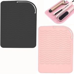 2 stuks hittebestendige siliconen matten voor stijltang en krultangen, warmtegereedschap-onderlegger voor thuis en kapsalon, draagbare haargereedschap-organizer (21,6 x 15,7 cm)