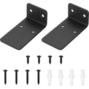 Allecto plus - 2-pack Zware Zwarte Zwevende Wandbeugels voor Planken met Onzichtbare Plankdragers en Steunen