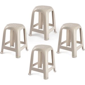 Plasticforte Zit krukjes - 4x - beige - kunststof - 37 x 37 x 46 cm - extra zitplaatsen