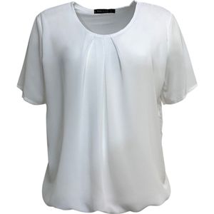 Pink Lady - BG101 - Blouse - Wit - Korte Mouwen - Ronde Hals