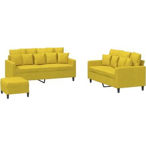 The Living Store Loungebank Velvet - 2-zits Geel - Comfortabele Zitting - Loungeset - Velvet Bank - 2 Persoons Bank - Gelkleurige Bank - Huiskamer Meubilair