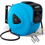 MASKO® Automatische Luchtslanghaspel 30 meter Luchtslang voor compressor 24-54 bar - Persluchtslang met Slanghaspel - Blauw