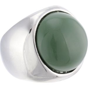 Behave - Ring - Statement Zilverkleurige Ring met Groene Steen | Elegant & Stijlvol | Nikkelvrij