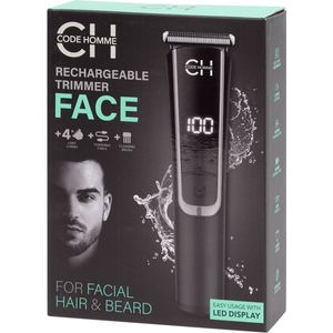 Code Homme - Gezichtstrimmer - Oplaadbaar - Inclusief 4 Opzetkammen - Draadloos