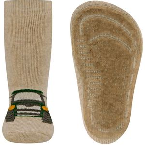 Antislipsokken Ewers - Lichtbeige met Groene Trekker Front - Elastisch - Siliconenzool-21/22