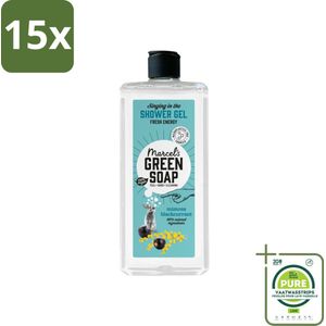 15 x Marcel's Green Soap - Douchegel - Mimosa & Zwarte Bes - Verzorgend & zacht - 300 ml - Grootverpakking - Douchegel - Mimosa - Zwarte Bes - Biologische Douchegel - Vegan Douchegel