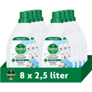 Dettol - Antibacterieel Desinfectiemiddel voor Wasgoed - Fris - 8 x 2,5L - Wastoevoeging - Voordeelverpakking