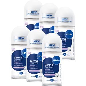 NIVEA Derma Control Restore Anti-Transpirant Deo Roller - 72 uur bescherming - Deodorant met Hyaluronzuur - Voordeelverpakking - 6 x 50ml