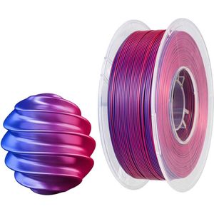 Zijde Dual Colour Filament - Roos/Blauw PLA Filament 1.75mm 1KG - 3D Printer Filament - Twee Kleur Coextrusie - Glanzend Metallic Filament - 3D Printmateriaal Roos Blauw PLA 2 in 1