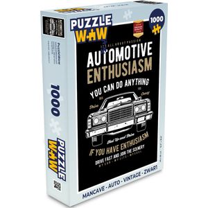 Puzzel Mancave - Auto - Vintage - Zwart - Legpuzzel - Puzzel 1000 stukjes volwassenen