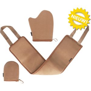 Skinnables Zelfbruiner Set - Zelfbruiner Handschoen Vingerhandschoen en Rug Applicator - Self Tan Glove - Self Tanning Mitt - Zelfbruining Lichaam en Gezicht - Bruin