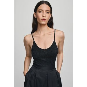 Moss Copenhagen - 19408 Eurasia Strap Top - Zwart Zilver - Wikkeltop