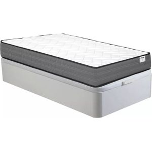 Vente-unique Set 90 x 190 cm bedbodem met opbergruimte, wit + matras met pocketveren van 20 cm dik - AMBRACIE van YSMÉE L 190 cm x H 30 cm x D 90 cm