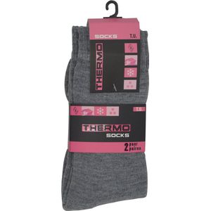 EXTRA warme winter dames sokken - Wol - Grijs - Maat 36/41 - 4 Paar chaussettes socks
