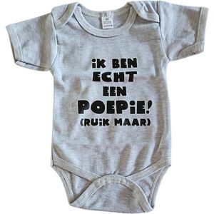 Baby romper met tekst ""Als IK niet slaap… Slaapt niemand!"" grijs met zwarte bedrukking maat 56