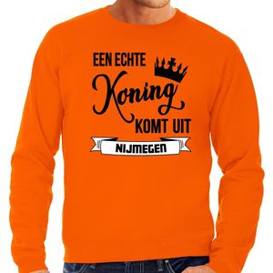 Bellatio Decorations Oranje Koningsdag sweater - echte Koning komt uit Nijmegen - heren - trui XL