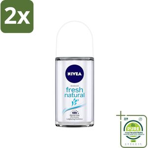NIVEA - Deodorant Roller - Frisse Natuur - Langdurige Frisheid - 50 ml - Voordeelverpakking - 2 stuks - NIVEA deodorant - Deodorant roller