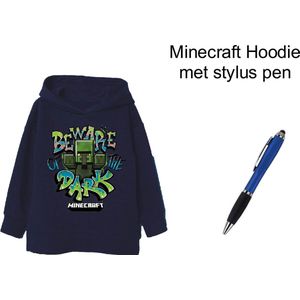 Minecraft Hoodie - Sweater met kap - met Stylus Pen. Maat 116 cm / 6 jaar.