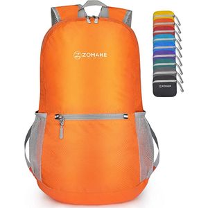 Opvouwbare rugzak, uniseks, inhoud 20 liter, ultralichte dagrugzak, wandelrugzak, geschikt voor op reis, oranje, m