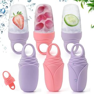 Set van 3 Herbruikbare Silicone Gezichtsijsgels voor Huidverzorging - Porieverkleining - Verfrissing - Massage - Roze en Paars