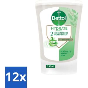 Dettol - Wasgel Navulling - Hydrate - Aloë Vera & Bamboe - 250 ml - Voordeelverpakking - 12 stuks