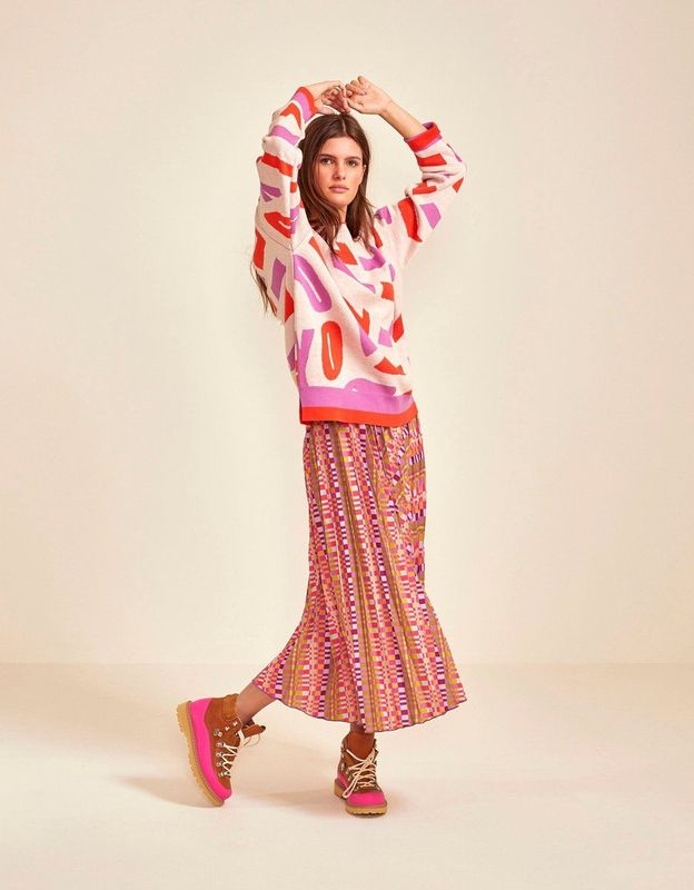 Oilily - Kaleidoscope pullover long sleeves crew neck - Beige - M