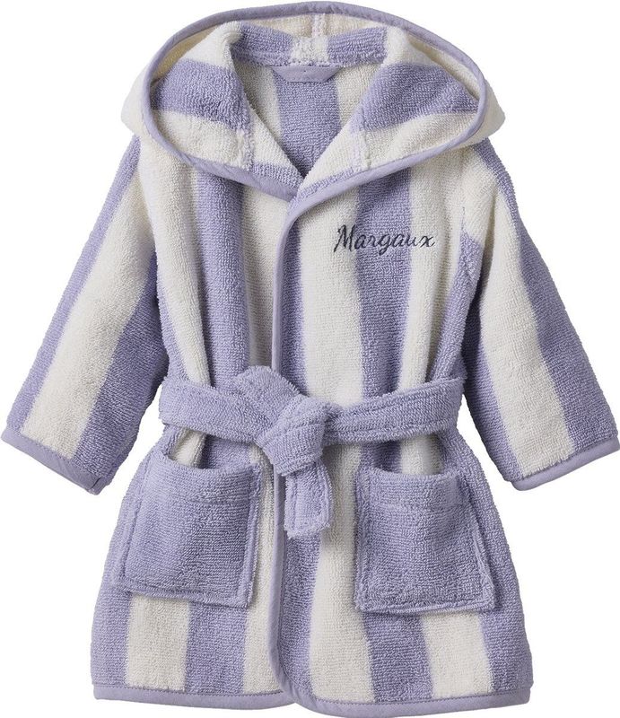 Badjas - Paars - TRANSAT Capsule Familie - Voor Baby's - Gestreept - Te Personaliseren