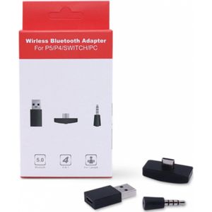 Bluetooth-adapter - 3 in 1 - geschikt Voor Switch, PS4 en PS5 - Werkt voor PC - Zwart