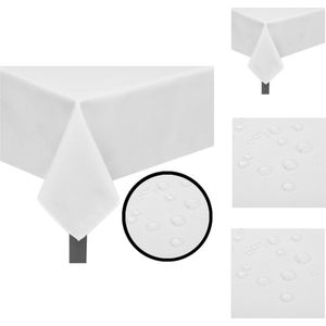 vidaXL Tafelkleed Polyester - 220x130cm - Waterafstotend - Set van 5 - Wit - Tuinmeubelhoes