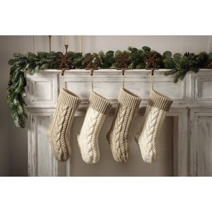 Gebreide kerstsokken - 4 stuks - 46 cm - geschikt voor thuisdecoratie tijdens de feestdagen - geschikt als cadeau voor familie, vrienden en kinderen - Kerstsokken - Kerstbenodigdheden - Kerstdecoratie cadeauzakjes - hangers - decoraties