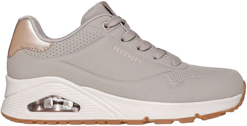 Skechers - UNO GOLDEN AIR - Vrijetijdsschoen - Taupe - Lage Veterschoen met Metallic Inzet