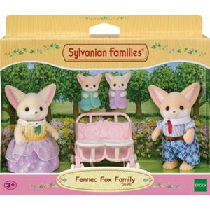 Sylvanian Families 5696 Familie woestijn vos- 4 fluweelzachte speelfiguren- duo kinderwagen - speelset