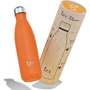 IZY Drinkfles - Oranje - Inclusief donatie - Waterfles - Thermosbeker - RVS - 12 uur lang warm - 500 ml