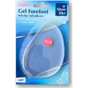 Inlegzolen - Gel - Dames - Gel forfoot - Voeten - Schoenen - Steun - Antislip - 1 paar - Voor beter grip - Comfort - Gel voorvoet - doorzichtig.