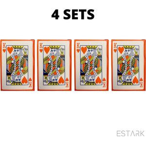 ESTARK® Luxe Speelkaarten 4 STUKS - Plastic Coating - Poker Kaarten - kaartspel - Spelkaarten - Spel Kaart - 4 x 56 - Gezelschapsspel - Spelen - Playing Cards (4)