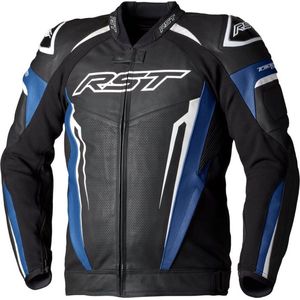 RST Tractech Evo 5 Blue Black White Leather Jacket 50 - Maat - Jas