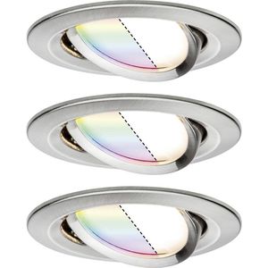Paulmann Nova Plus - Smart Home - Zigbee - LED-inbouwspotenset - 3x5.2W - ijzer geborsteld - RGBW