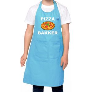 Pizza bakker schort/ keukenschort blauw voor jongens en meisjes - Bakken met kinderen